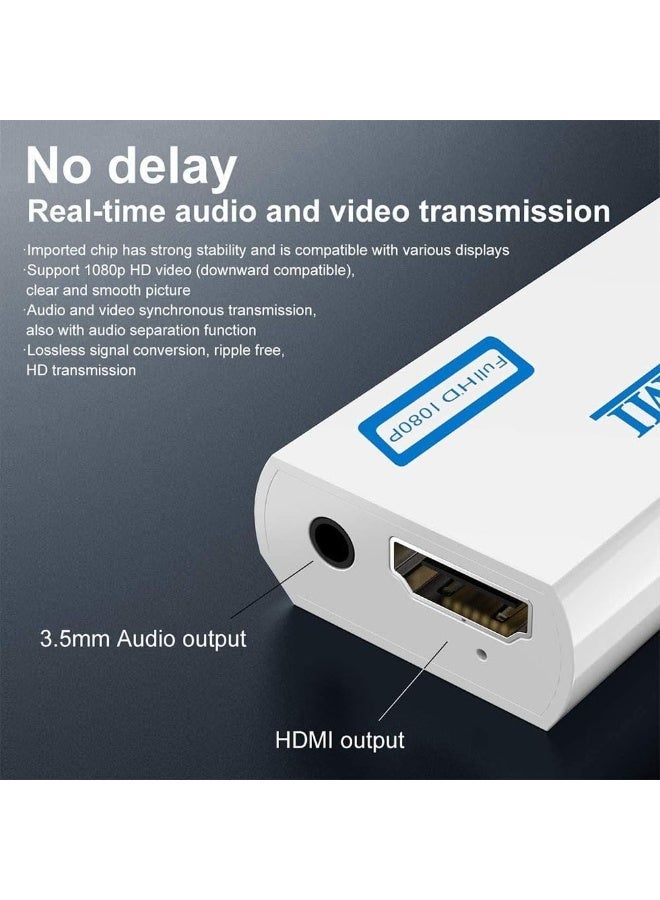 JZS Wii to Hdmi Connector/Converter/Adapter, 1080p Output Video, 3.5mm Audio - Supports All Wii Display Modes, White - Image 5